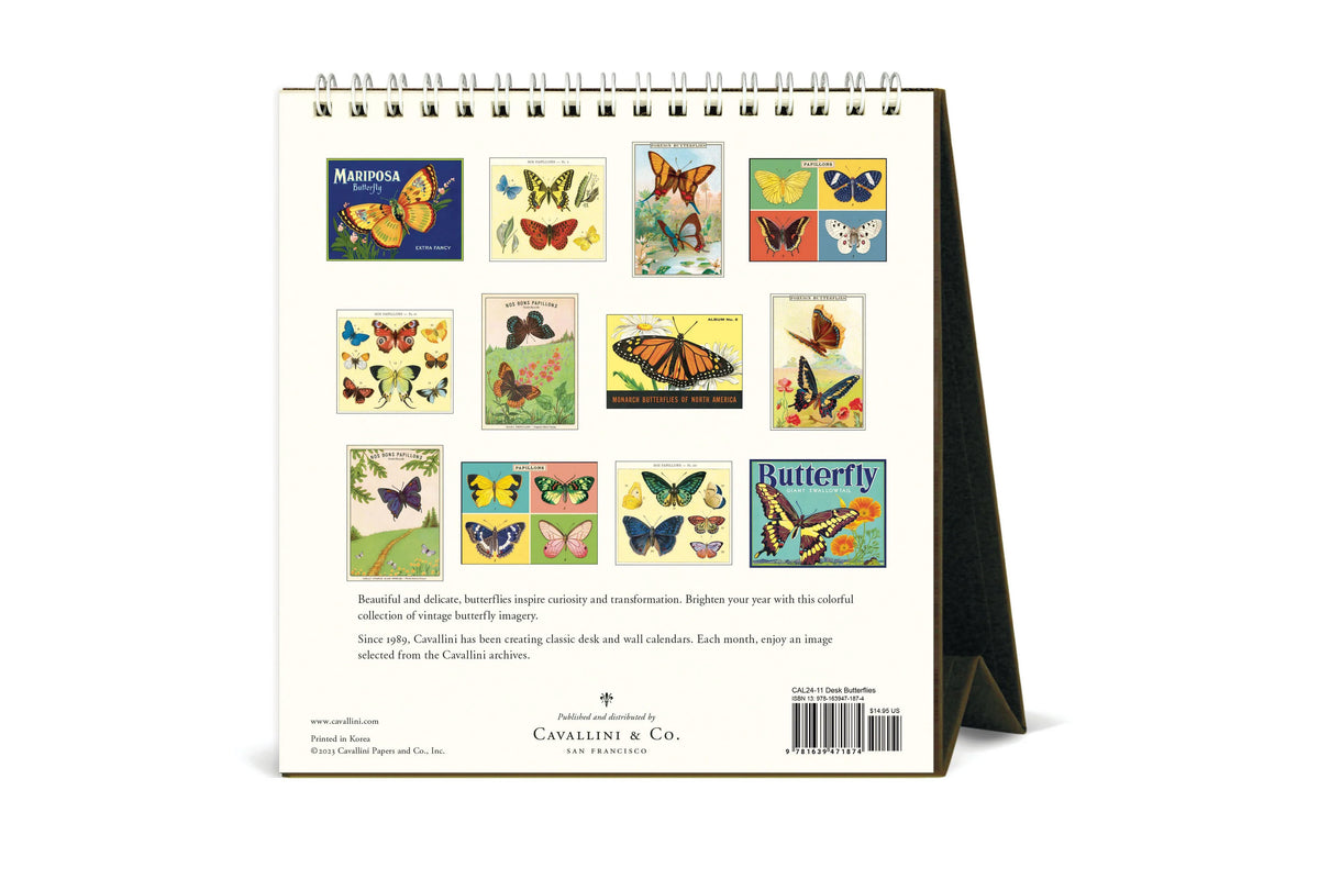 Cavallini 2024 Desk Calendar Butterflies Flywheel