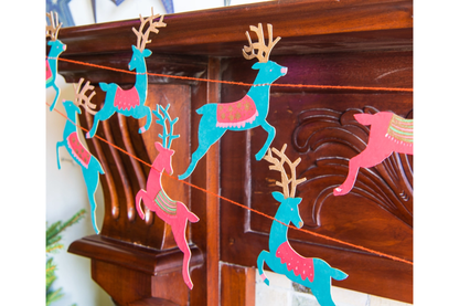 East End Press Sewn Garland - Bright Reindeer | Flywheel | Stationery | Tasmania