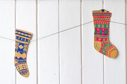 East End Press Sewn Garland - Festive Stockings | Flywheel | Stationery | Tasmania