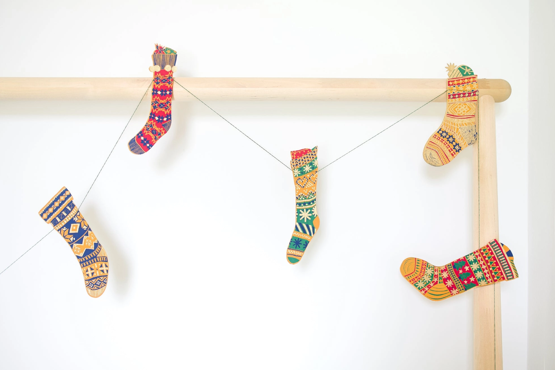 East End Press Sewn Garland - Festive Stockings | Flywheel | Stationery | Tasmania