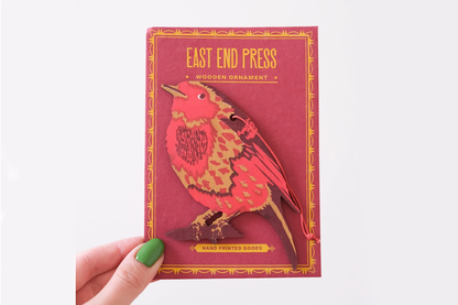 East End Press Wooden Ornament - Robin | Flywheel | Stationery | Tasmania