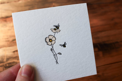 Letterpress Notecard - Bees & Flowers | Flywheel | Stationery | Tasmania