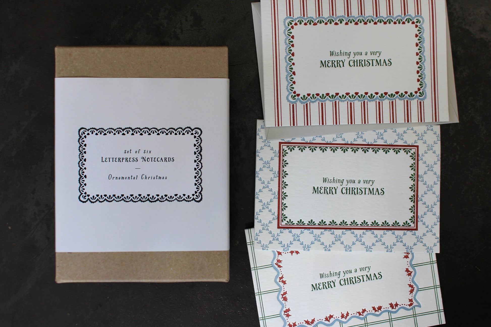 Letterpress Christmas Notecard Box Set - Ornamental | Flywheel | Stationery | Tasmania