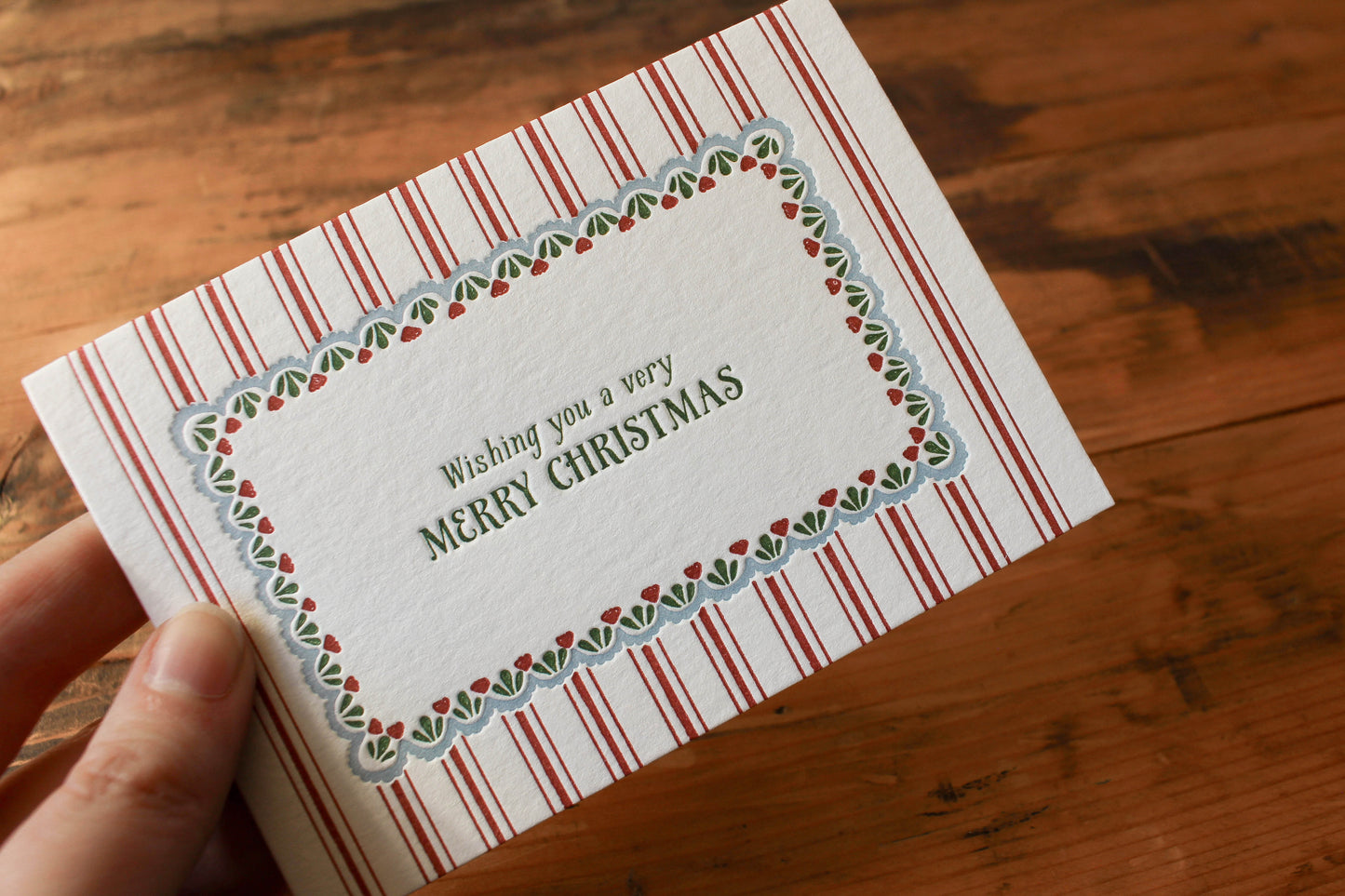 Letterpress Christmas Notecard - Ornamental Stripe | Flywheel | Stationery | Tasmania