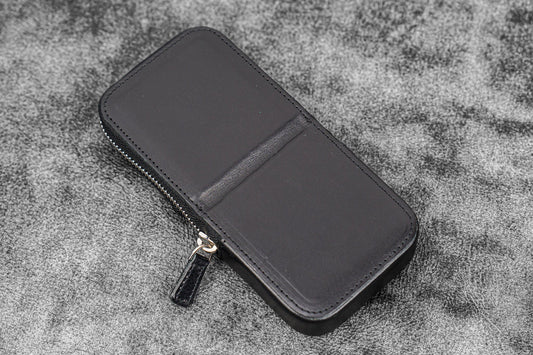 Galen Leather Zippered Magnum Opus 3 Slot Pen Case - Black | Flywheel | Stationery | Tasmania