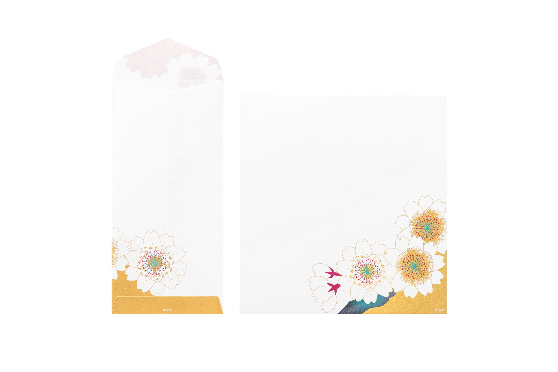 Kami Letter & Envelope Set - Cherry Blossom Gold | Flywheel | Stationery | Tasmania