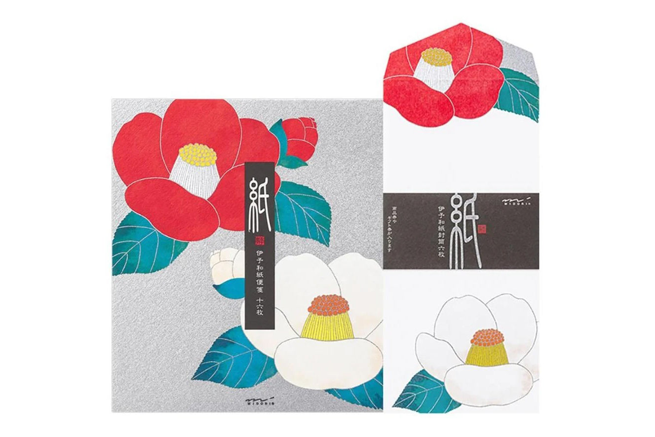 Kami Letter & Envelope Set - Red & White Camellia | Flywheel | Stationery | Tasmania