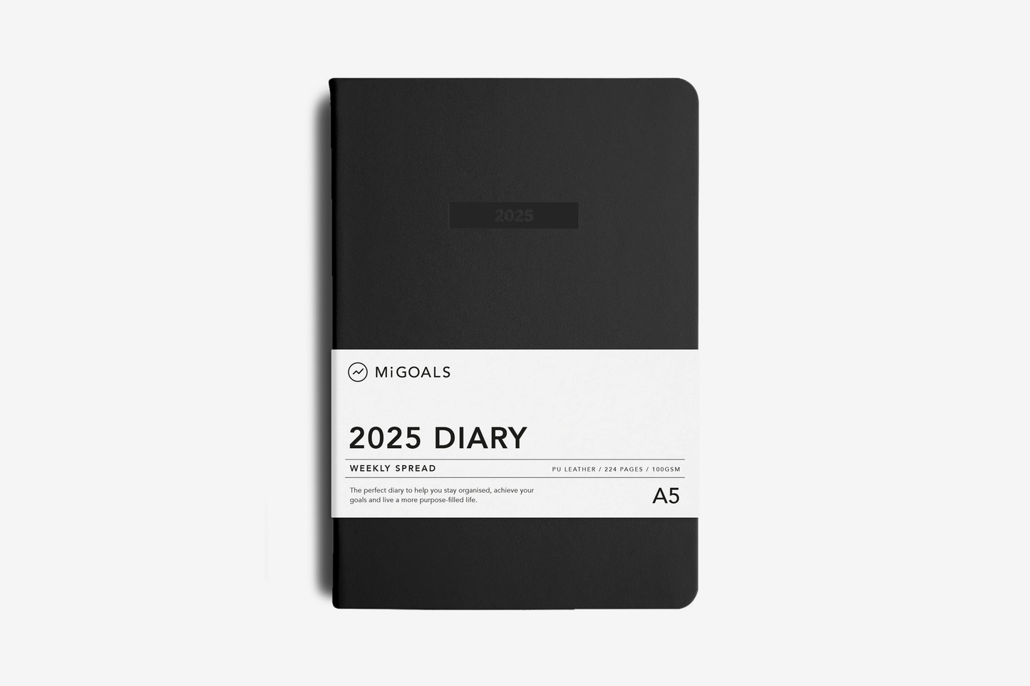 MiGoals 2025 A5 Weekly Diary - Black | Flywheel | Stationery | Tasmania