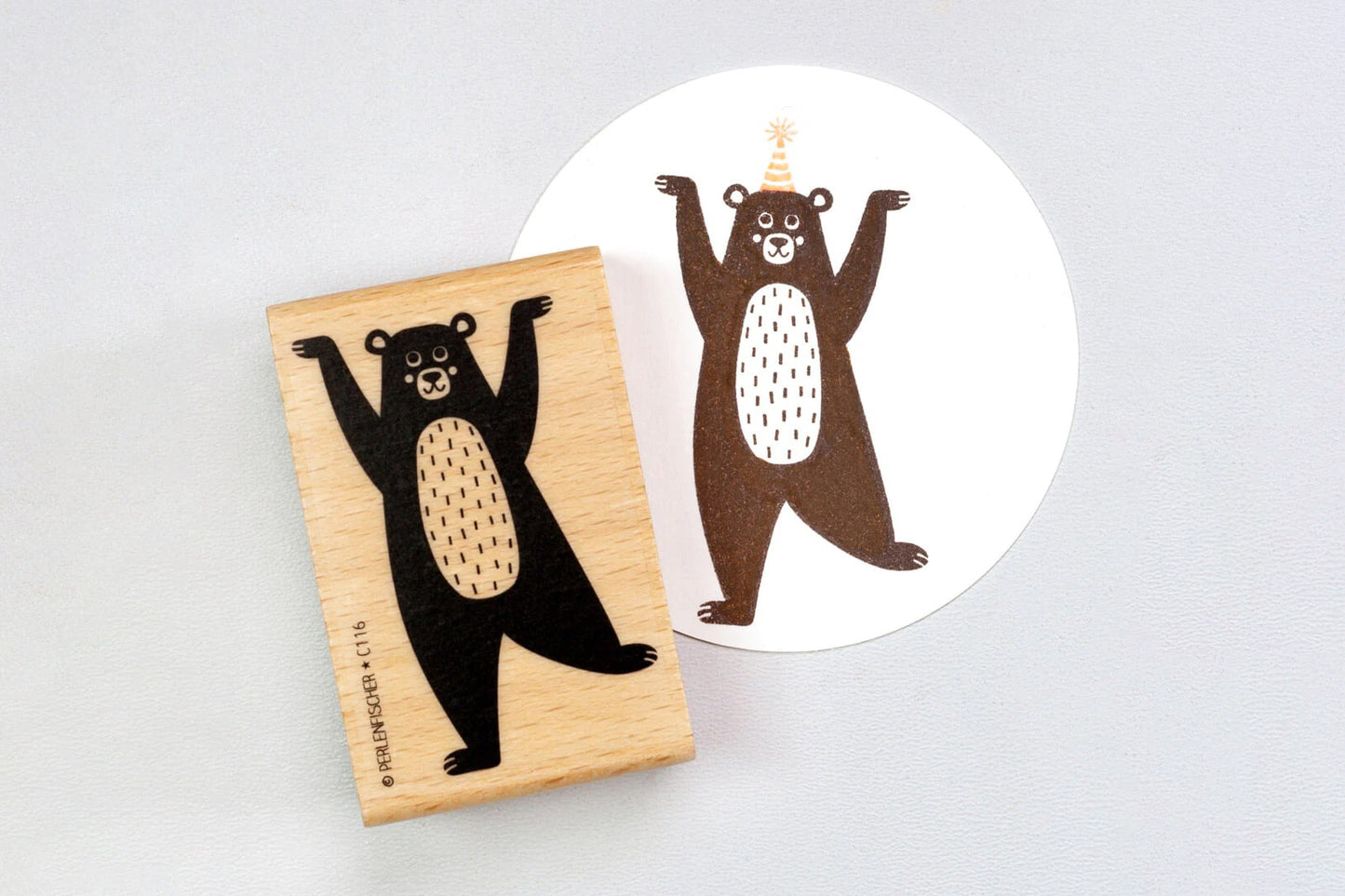 Perlenfischer Rubber Stamp - Brown Bear | Flywheel | Stationery | Tasmania