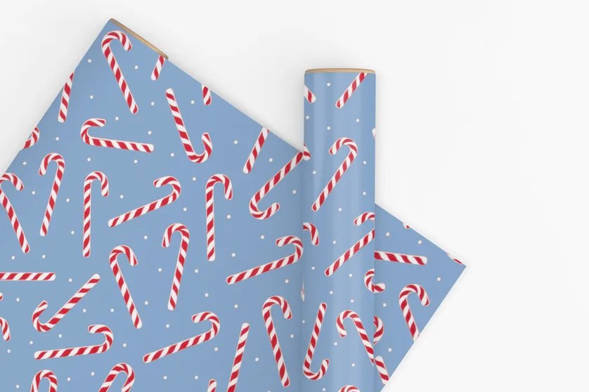 Vandoros 10m Wrapping Paper - Candy Cane French Blue | Flywheel | Stationery | Tasmania