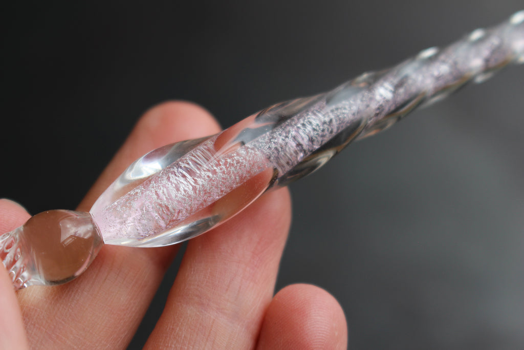 Glass Dip Pen - Rose Pink Spiral