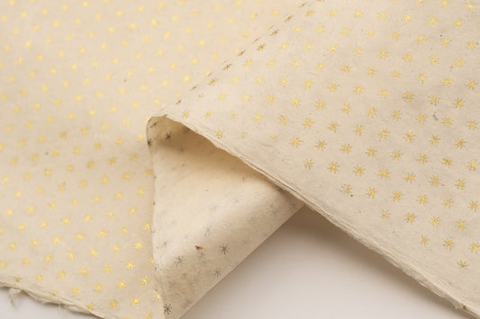 Lokta Gift Wrap - Asterisks Gold/Natural | Flywheel | Stationery | Tasmania