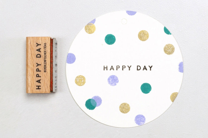 Perlenfischer Rubber Stamp - Happy Day | Flywheel | Stationery | Tasmania